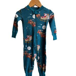 Hanna Andersson Blue Santa's Sleigh Christmas Pajama  70cm 6-12 months